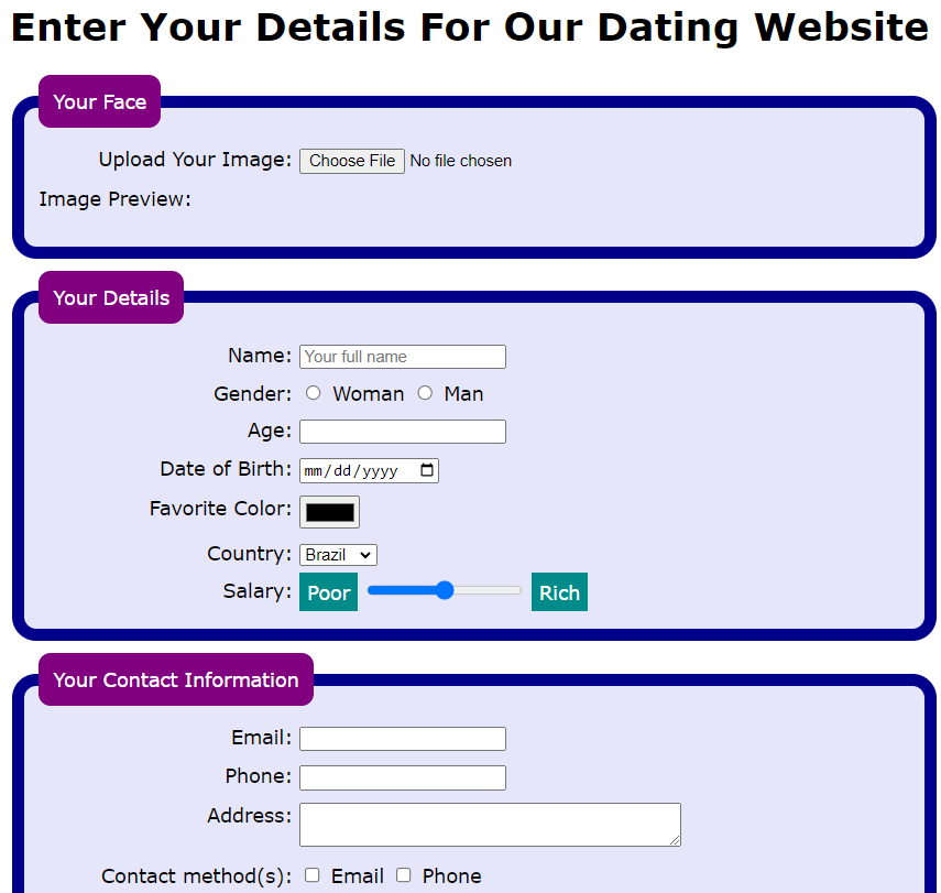 Dating Form